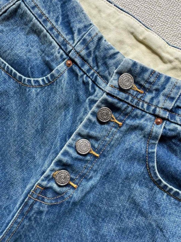 MM6 Early Spring New Item: Button-Fly High-Waist Slim-Fit Ripped Versatile Slightly Curved Denim Jeans