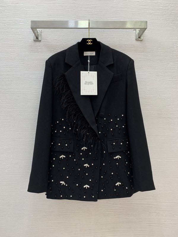 MCQ ostrich feather tassel-trimmed blazer