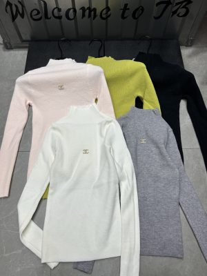 wsxc1761334057095_0 Chanel Solid Color High-Neck Long-Sleeve Base Shirt