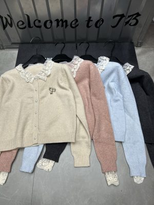 Dior lace collar knitted cardigan