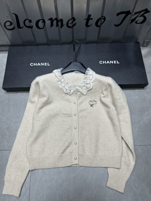 Dior lace collar knitted cardigan