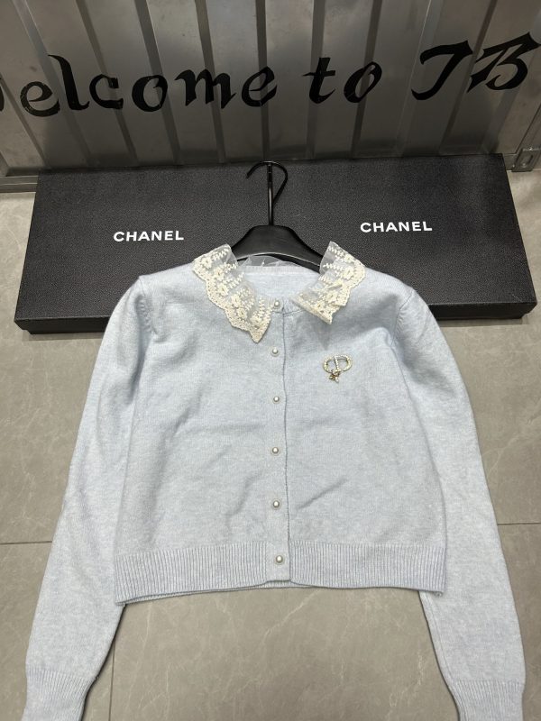 Dior lace collar knitted cardigan