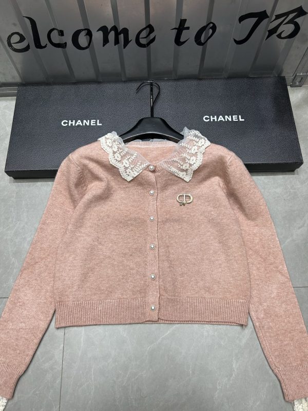 Dior lace collar knitted cardigan