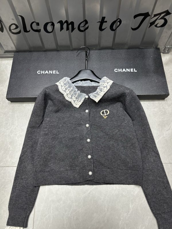 Dior lace collar knitted cardigan