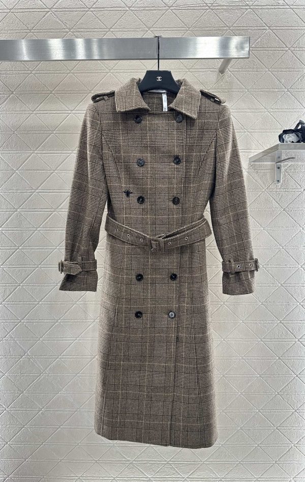wsxc1761345035353_0 DIOR Plaid Shawl Double-Breasted Trench Coat