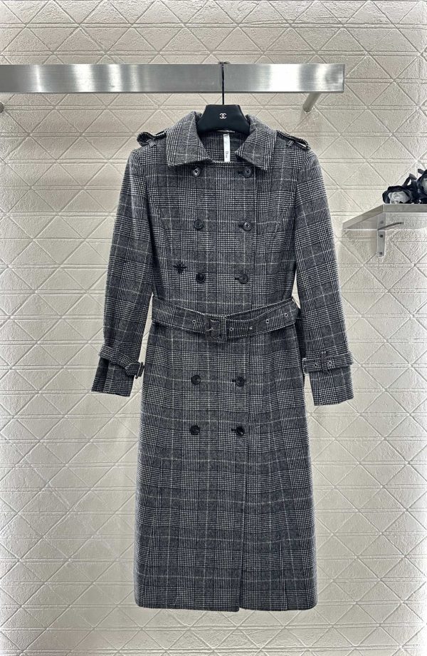 wsxc1761345038427_0 DIOR Plaid Shawl Double-Breasted Trench Coat