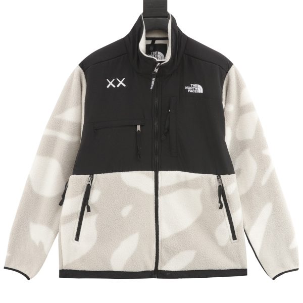 The North Face x KAWS co-branded printed color-blocking zipper fleece long-sleeved jacket for both men and women