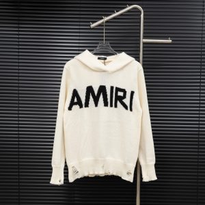 wsxc1762280028346_0 AMIRI ripped distressed knitted hooded long-sleeved sweater