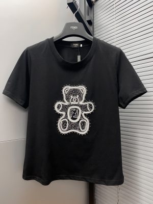 FENDI bear embroidered short-sleeved shirt