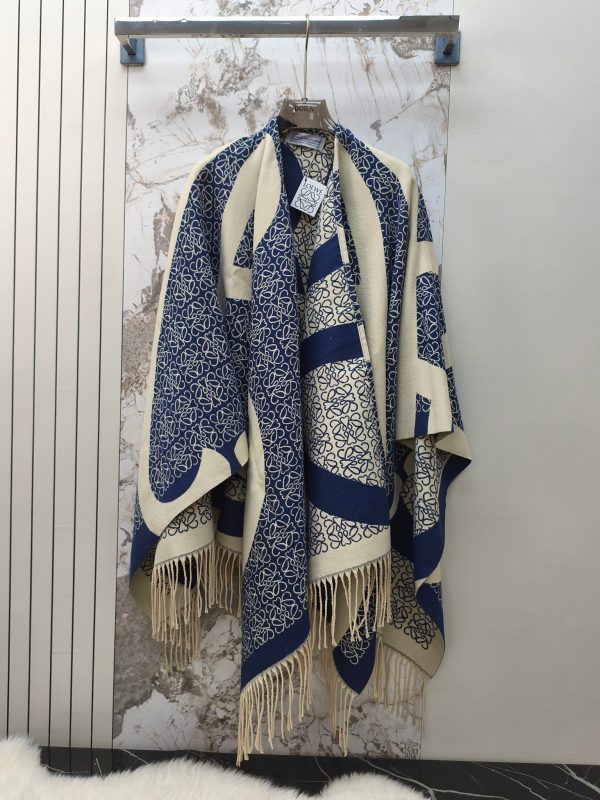 LOEWE lettered sheepskin double-sided cape shawl