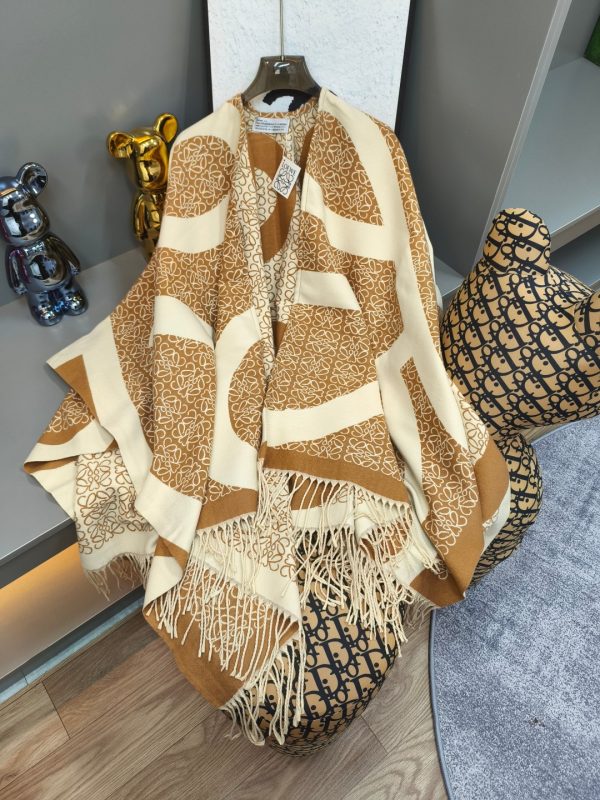 LOEWE lettered sheepskin double-sided cape shawl